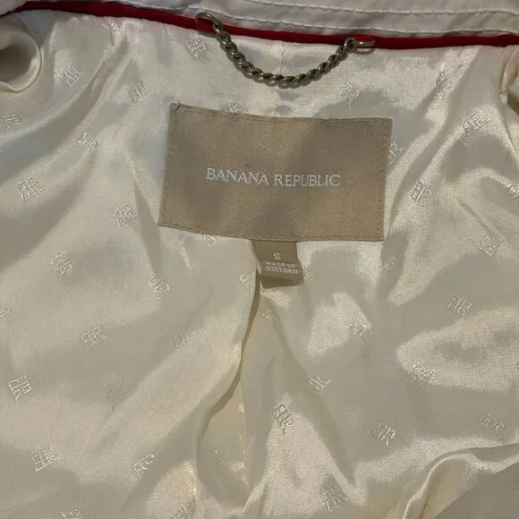 Banana Republic Classic Trench Coat Small Cream White Belted - Picture 2 of 14